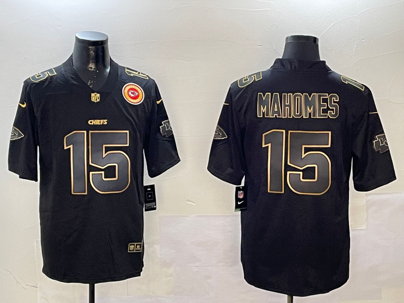 Men Kansas City Chiefs 15 Mahomes black Rainbow 2025 Nike Limited NFL Jersey sytle 10